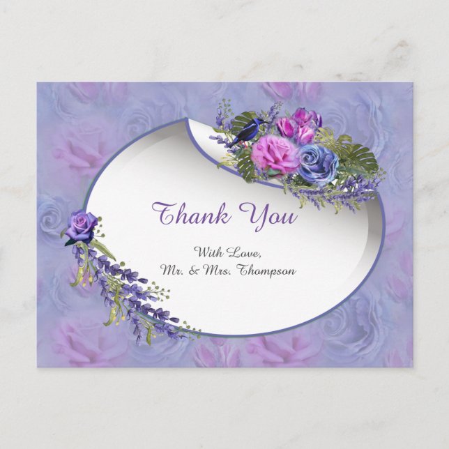 Carte Postale Aquarelle très peri, Rose, Tulipes (Devant)