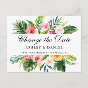 Carte Postale Aquarelle Tropical Floral Change La Date