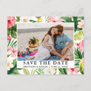 Carte Postale Aquarelle Tropical Floral Photo Enregistrer La Dat