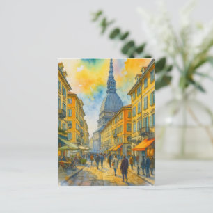 Carte Postale Aquarelle Turin Italie – Mole Antonelliana Ville 
