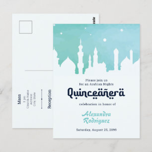Carte Postale Aquarelle Turquoise Arabian Nights Quinceañera