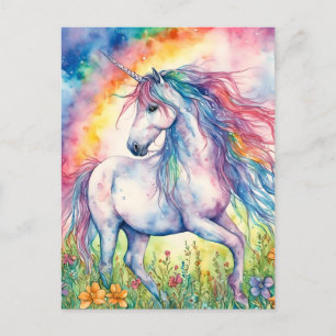 Carte Postale Aquarelle Unicorne