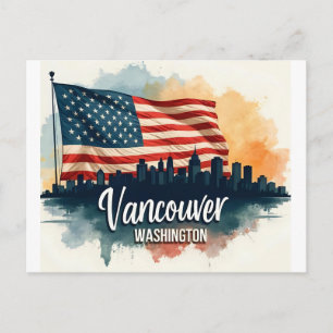 Carte Postale Aquarelle Vancouver Washington State ligne d'horiz