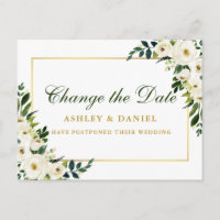 Aquarelle Vert Blanc Floral Or Changer La Date