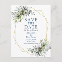 Aquarelle verte Enregistrer La Date Dusty Bleu