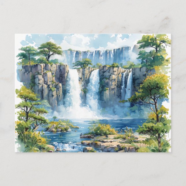 Carte Postale Aquarelle Victoria Falls 2 Nature (Devant)