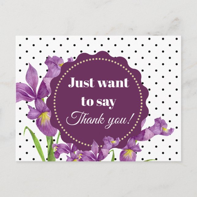 Carte Postale Aquarelle violet Iris Botanique Floral Art (Devant)