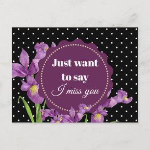 Carte Postale Aquarelle violet Iris Botanique Floral Art