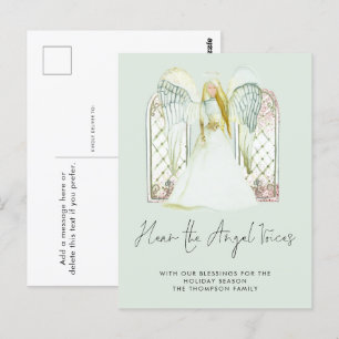Carte Postale Aquarelle Whimsical Angel Voices Script Nativité