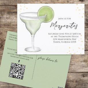 Carte Postale Aquarelle Whimsical Margarita QR Code Facebook