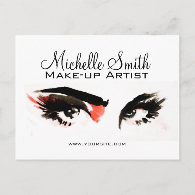 Carte Postale Aquarelle yeux de foudre extension maquillage marq (Devant)
