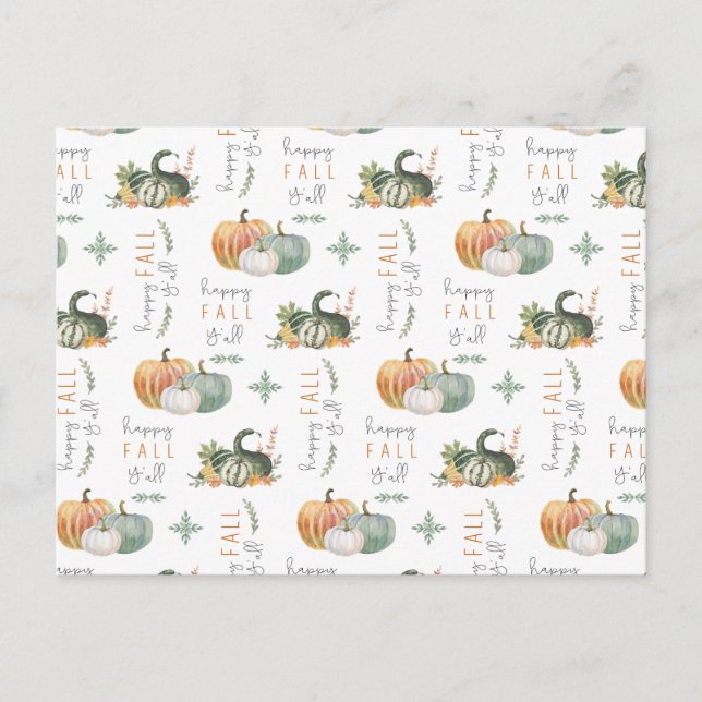 CARTE POSTALE AQUARELLES CITROUILLES ET GOURDES (Devant)