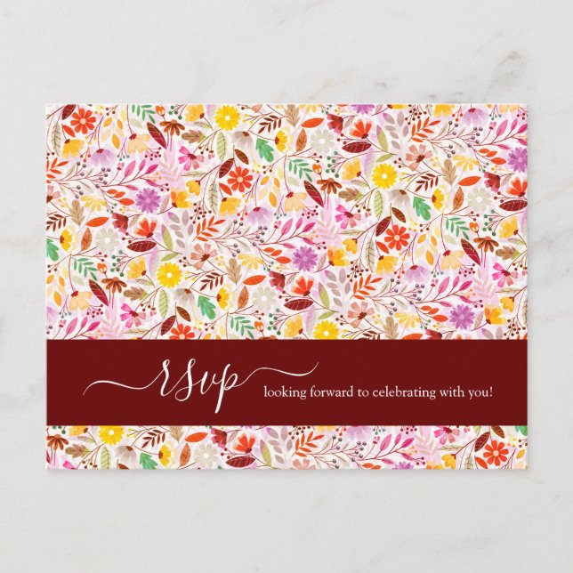 Carte Postale Aquarelles vives Fleurs de tulipe d'été Mariage (Devant)