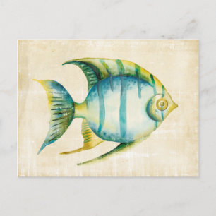 Carte Postale Aquarium bleu et jaune Poisson