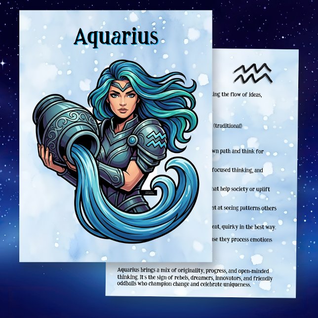 Carte Postale Aquarius Traits, Dates and Energy (Créateur téléchargé)