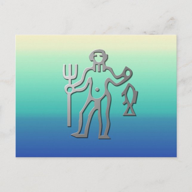Carte Postale Aquarius Zodiac Star Connexion Argent clair (Devant)