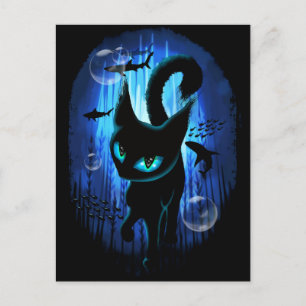 Carte Postale Aquaticat - Chat surréaliste en Imaginaire profond