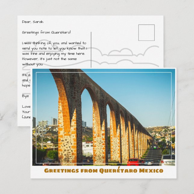 Carte Postale Aqueduc de Querétaro Mexique (Devant / Derrière)