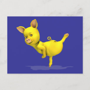 Carte Postale Arabesque Cochon Jaune