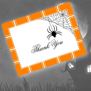 Carte Postale Araignée Merci Halloween Orange
