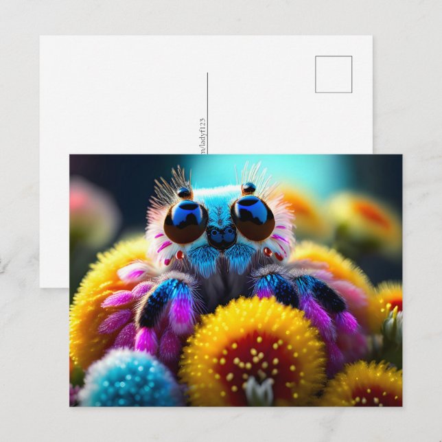 Carte Postale Araignée moelleuse mignonne, Croisement (Devant / Derrière)