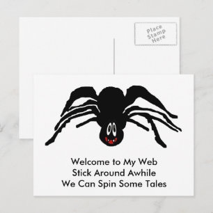 Carte Postale Araignée noire de dessin animé drôle Halloween Veu