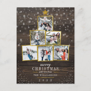 Carte Postale Arborescence photo dorée personnalisée   Noël élég