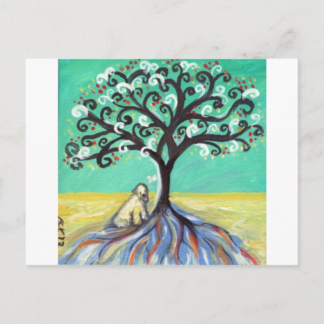 Carte Postale Arbre à papillon Whimsical Wheaten Terrier (Devant)
