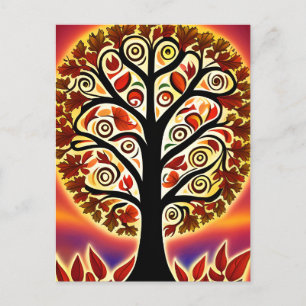 Carte Postale Arbre Abstrait de récolte d'automne