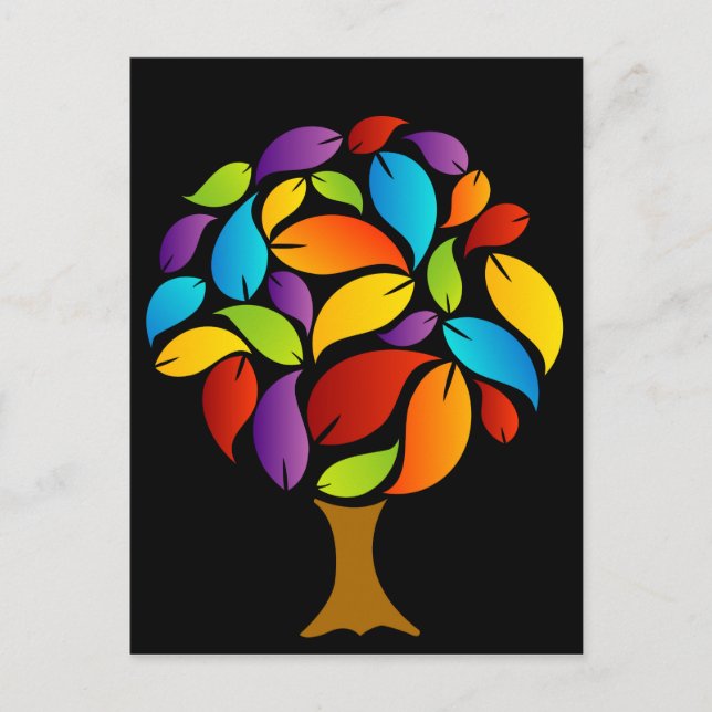 Carte Postale Arbre aux feuilles colorés (Devant)