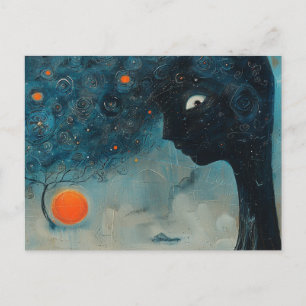 Carte Postale Arbre bleu à visage