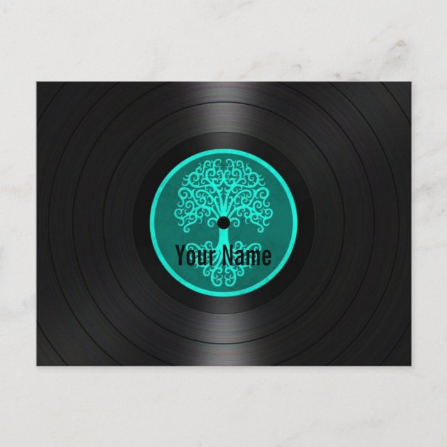 Carte Postale Arbre bleu turquoise de vie Dossier Vinyle personn (Devant)