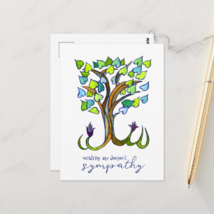 Carte Postale Arbre de cœur Condoléances Sympathie Perte PERSONN