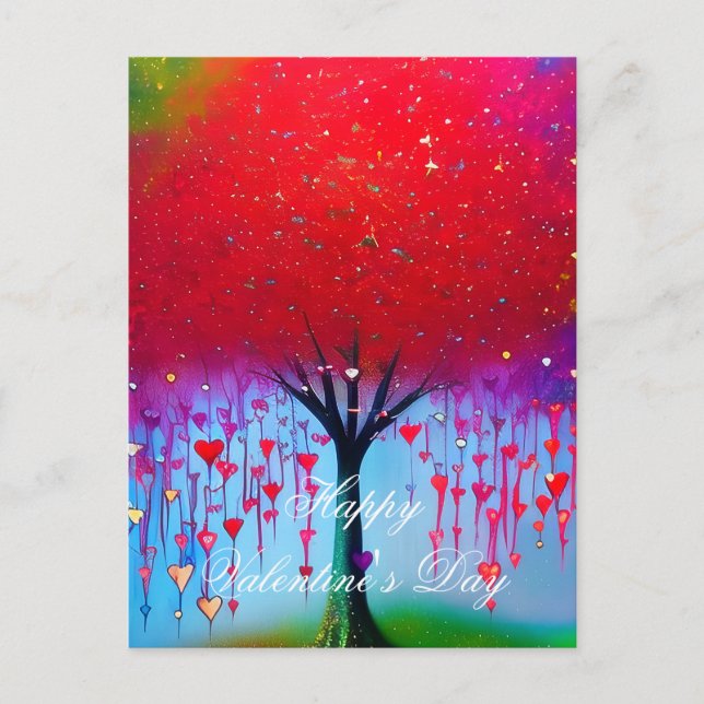 Carte Postale Arbre de la Saint-Valentin aux coeurs dégoulinants (Devant)