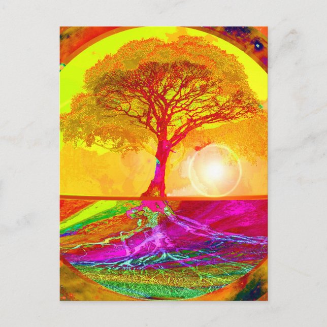 Carte Postale Arbre de la vie lever du soleil (Devant)