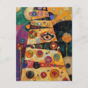 Carte Postale Arbre de Noël Abstrait inspiré par Klimt