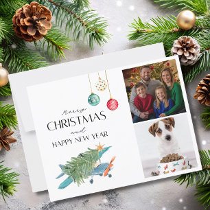 Carte Postale Arbre de Noël amusant dans l'avion 2 Photos de fam