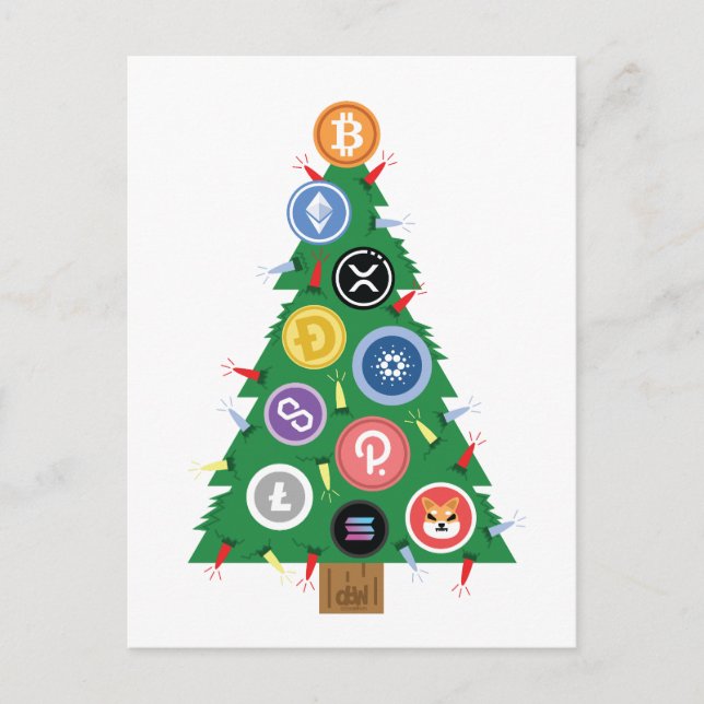 Carte Postale Arbre de Noël Crypto Arbre de Cryptomonnaie (Devant)