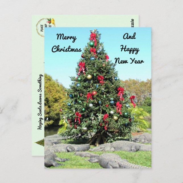 Carte Postale Arbre de Noël de Floride Gator (Devant / Derrière)