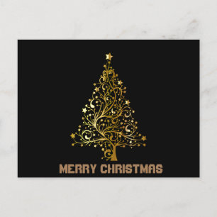 Carte Postale Arbre de Noël en or et noir
