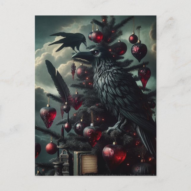 Carte Postale Arbre De Noël Gothique Avec Ravens (Devant)