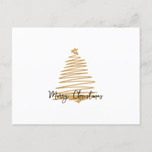 Carte Postale Arbre de Noël minimaliste en or Joyeux Noël