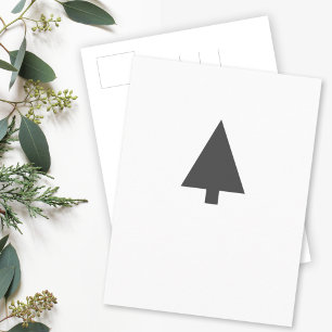 Carte Postale Arbre de Noël minimaliste   Noir et blanc simple