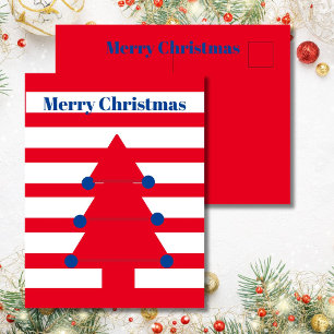 Carte Postale Arbre de Noël Moderne Red Stripe Salutation
