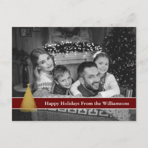 Carte Postale Arbre de Noël noir et blanc automatique d'or de