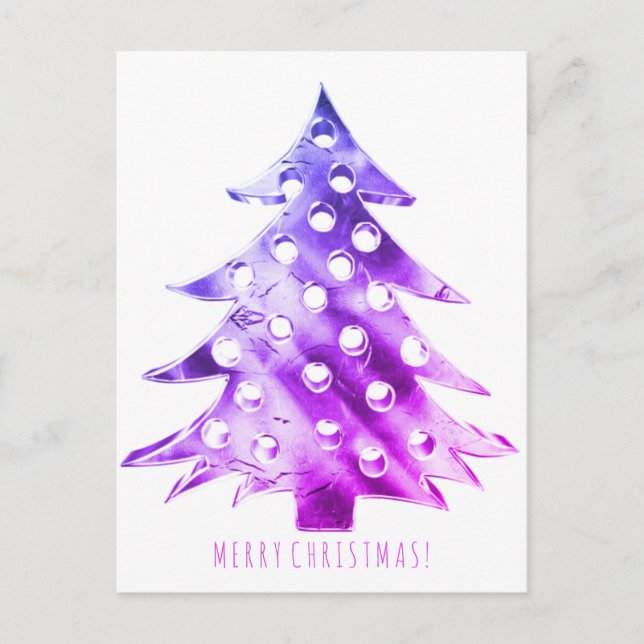 Carte Postale Arbre de Noël rose violet moderne Élégant (Devant)
