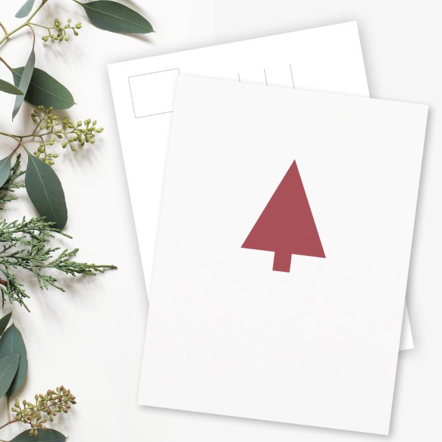 Carte Postale Arbre de Noël | Scandi Minimalist Simple Bourgogne (Créateur téléchargé)