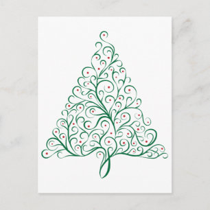 Carte Postale Arbre de Noël simple de Calligraphie fleurit