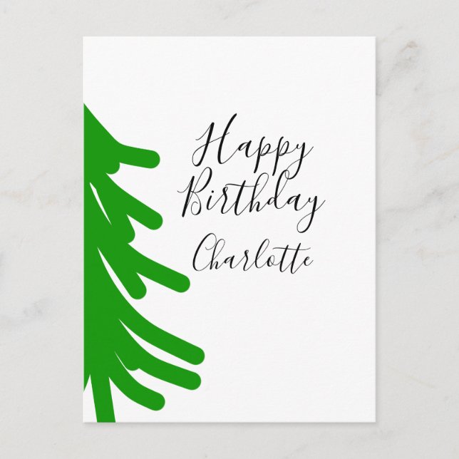 Carte Postale Arbre de Noël vert joyeux anniversaire décembre hi (Devant)