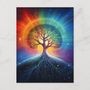 Carte Postale Arbre De Vie Arc-En-Ciel Surréaliste